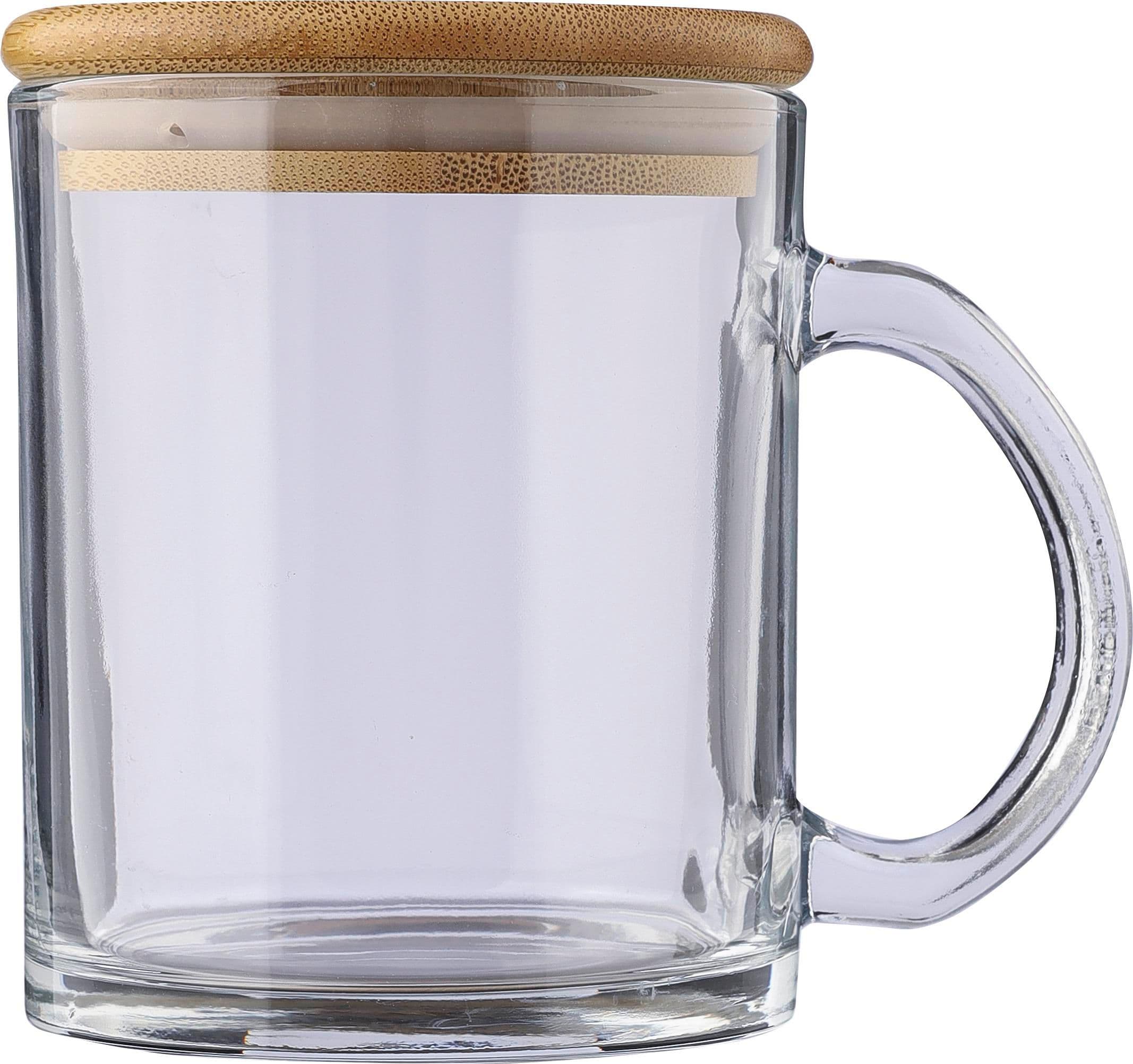 Trinkbecher Ashley | Recyceltes Glas | Bambusdeckel | 300 ml, IMPRESSION