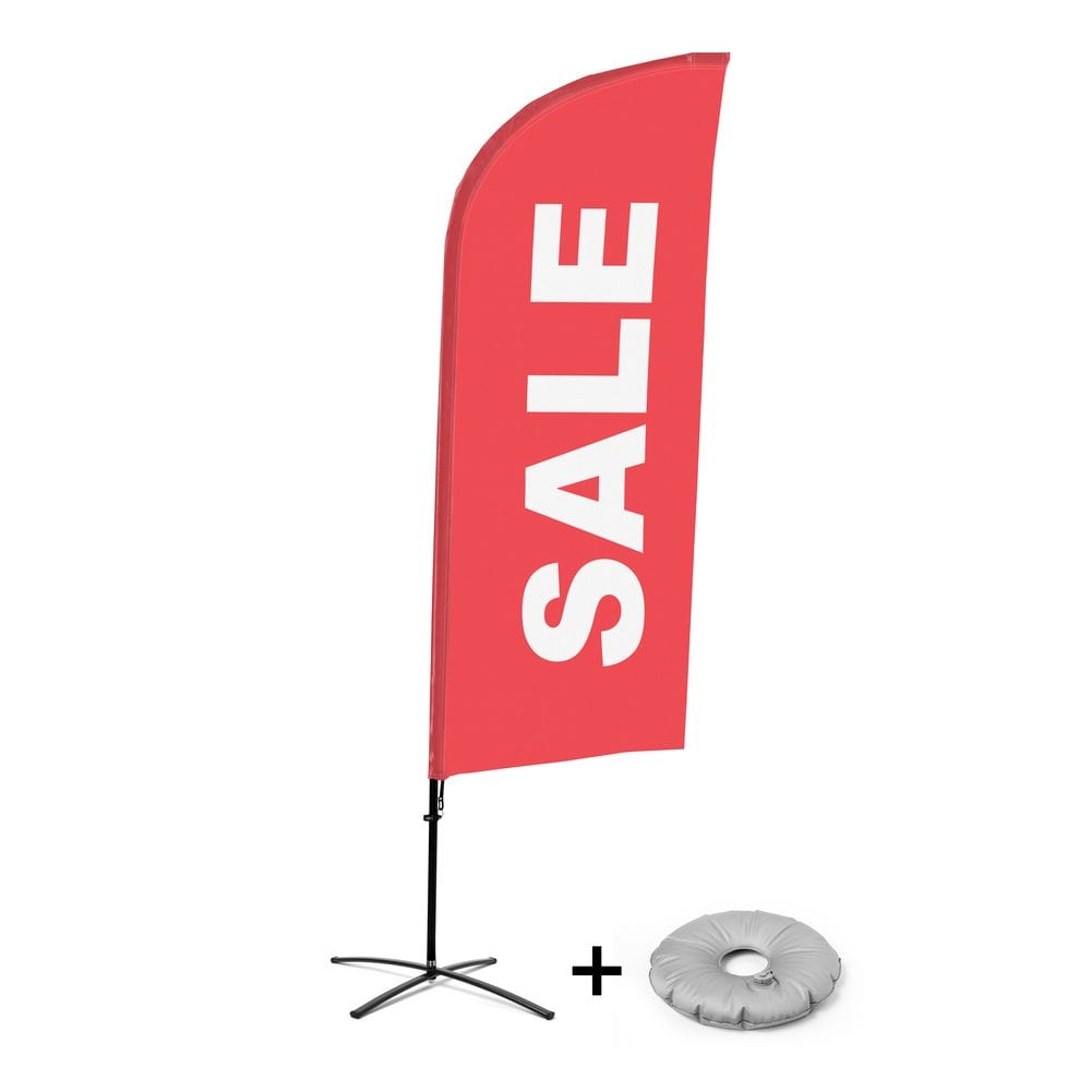 Beachflag Alu WindForm Komplett-Set Motiv „Sale“ Rot Englisch Kreuzständer