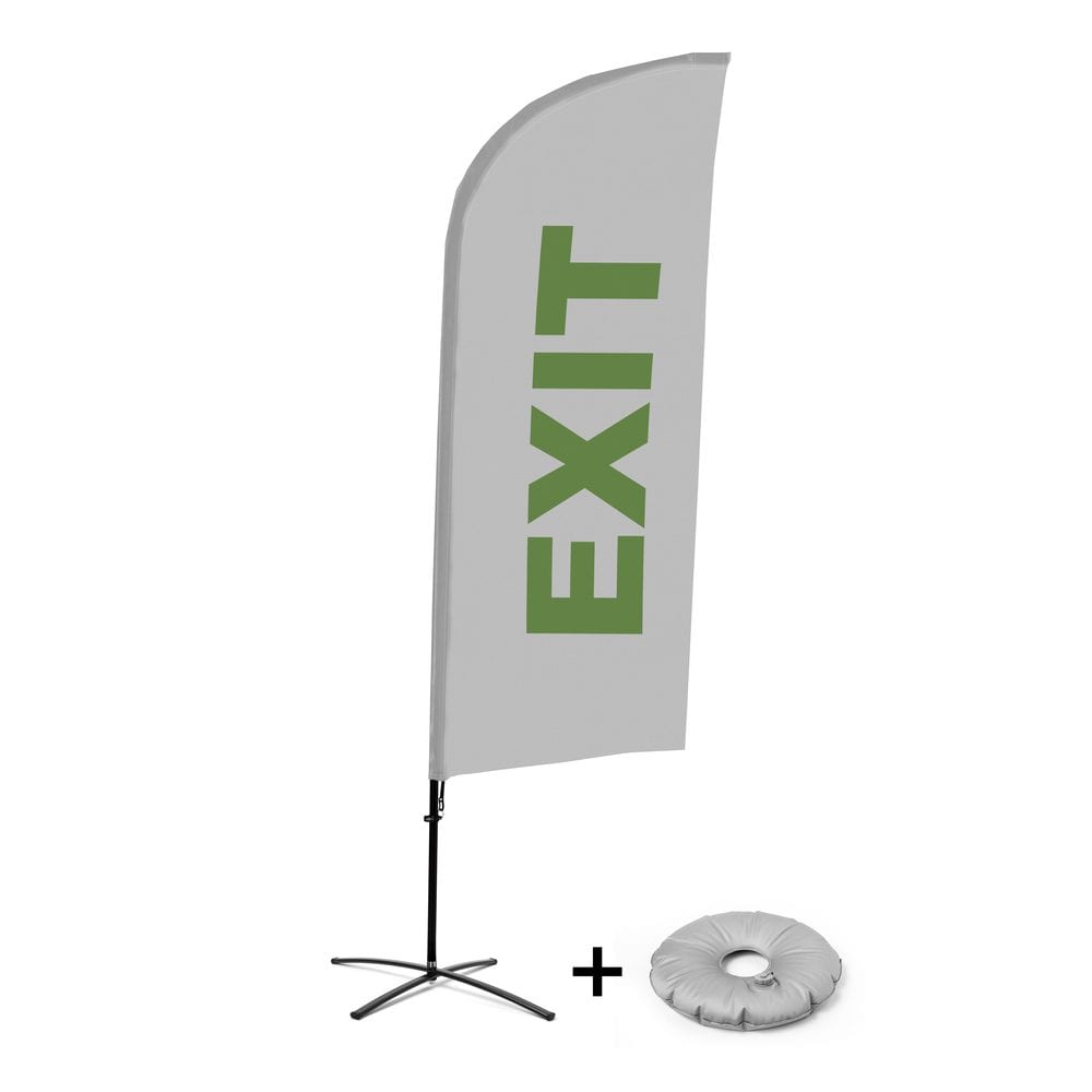 Beachflag Alu WindForm Komplett-Set Motiv „Exit“ Grau Englisch Kreuzständer