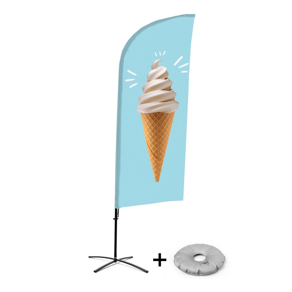 Beachflag Alu WindForm Komplett-Set Motiv „Eis“ Kreuzständer
