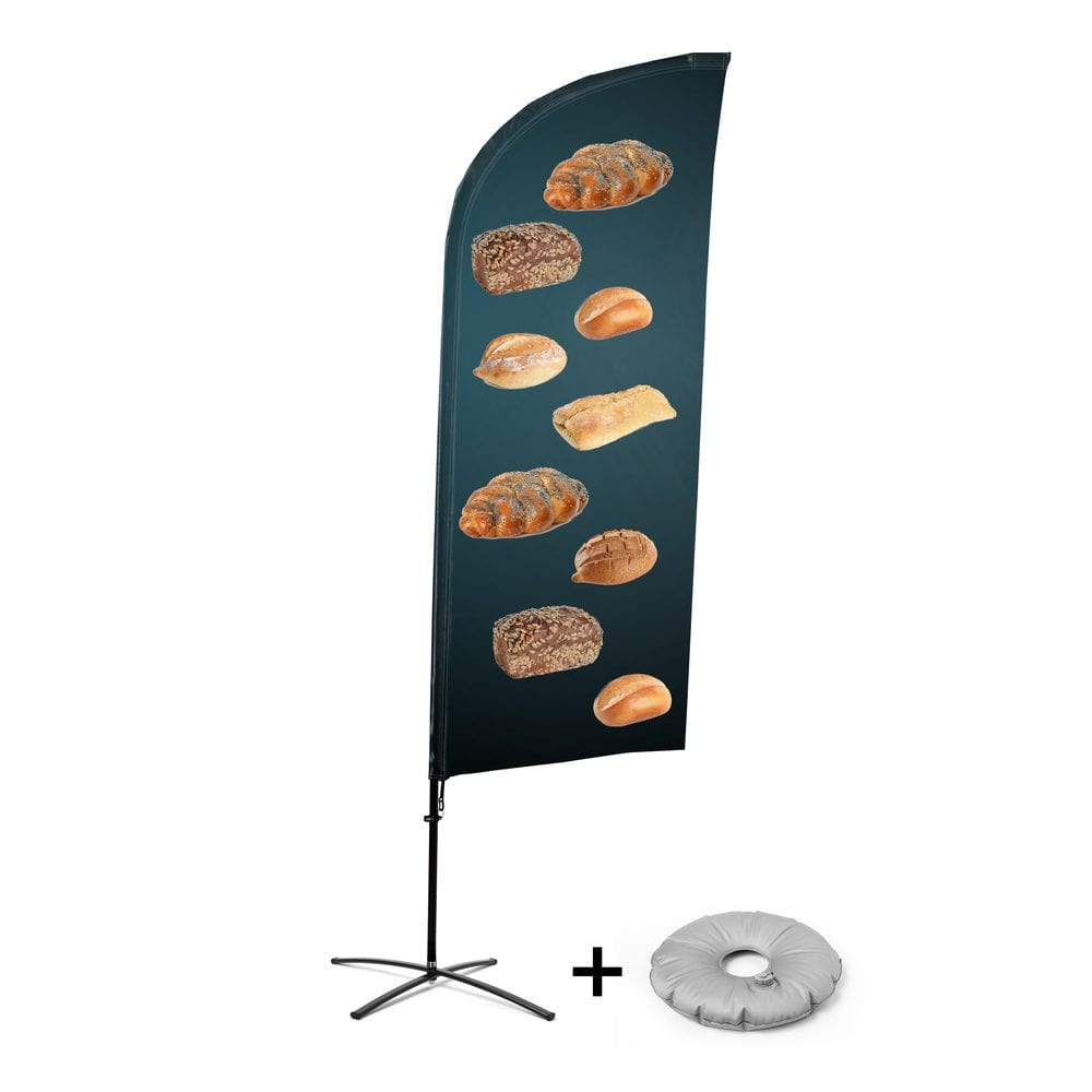 Beachflag Alu WindForm Komplett-Set Motiv „Brot“ Kreuzständer