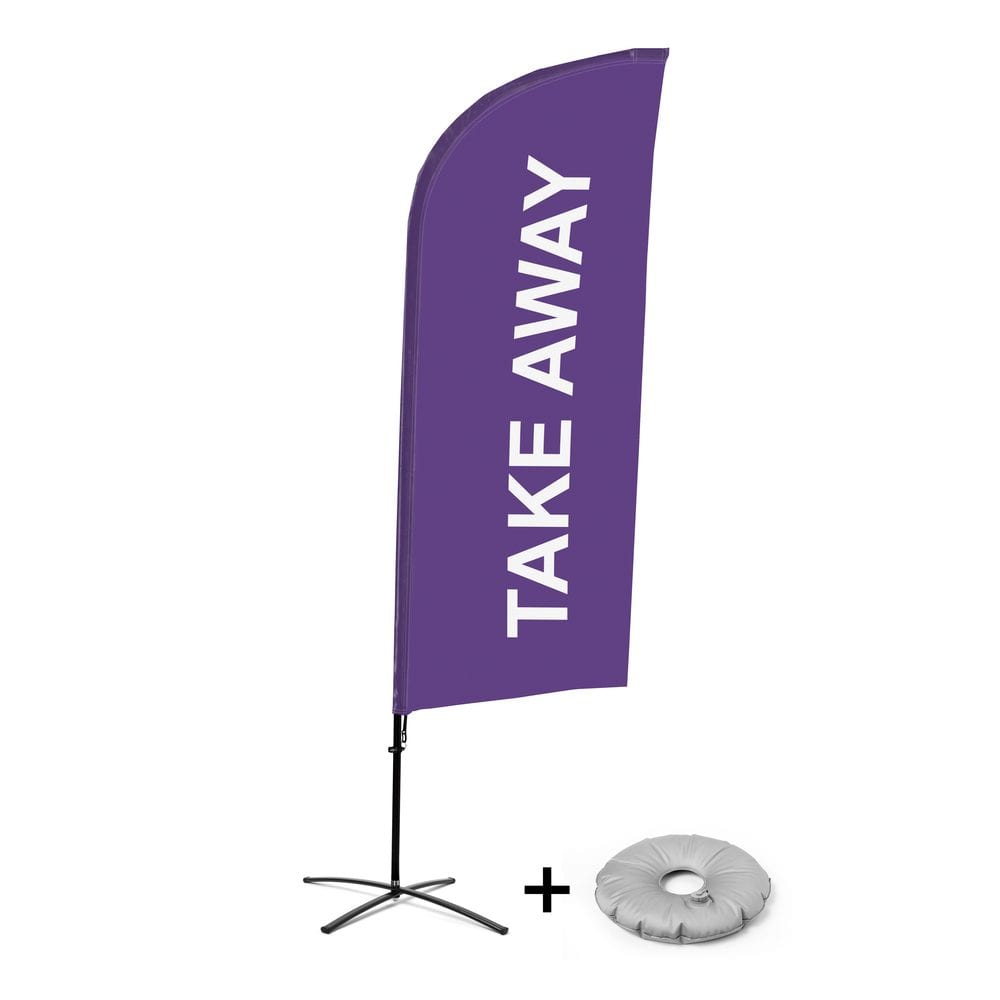 Beachflag Alu WindForm Komplett-Set Motiv „Take Away“ Lila Kreuzständer