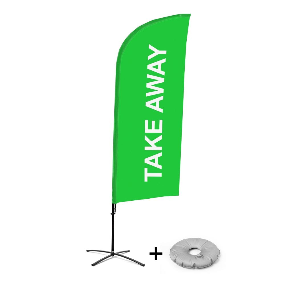 Beachflag Alu WindForm Komplett-Set Motiv „Take Away“ Grün Kreuzständer