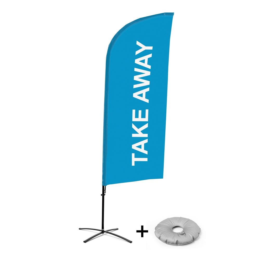 Beachflag Alu WindForm Komplett-Set Motiv „Take Away“ Blau Kreuzständer
