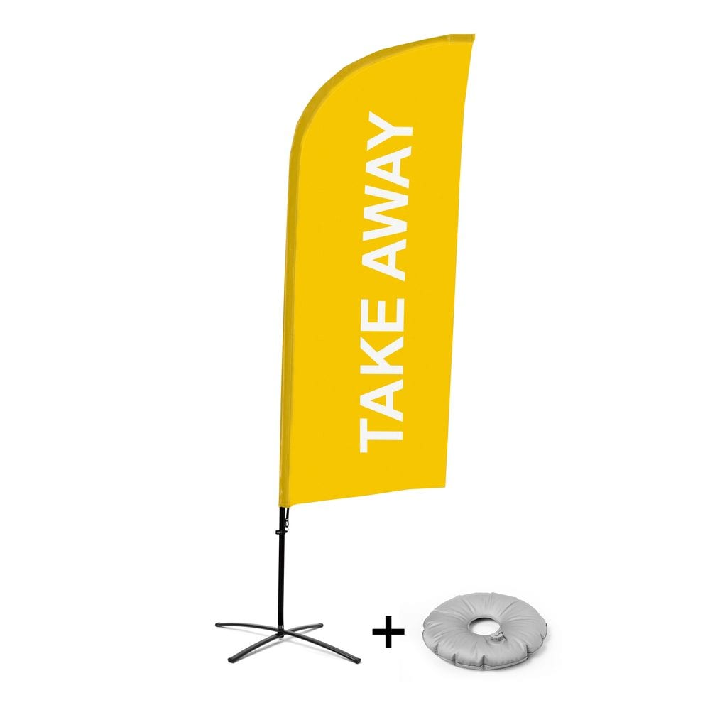 Beachflag Alu WindForm Komplett-Set Motiv „Take Away“ Gelb Kreuzständer