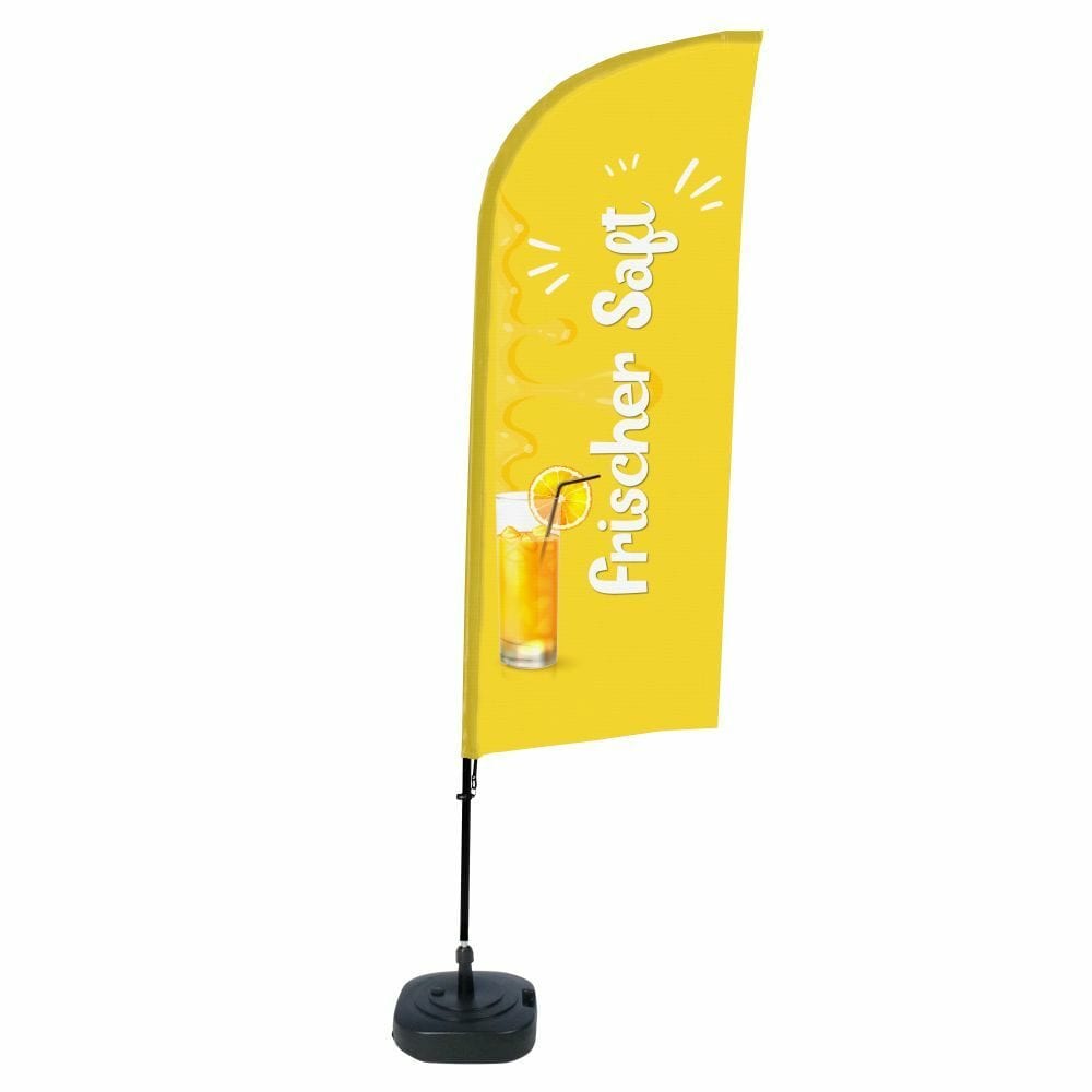 Beachflag Alu WindForm Komplett-Set Motiv „Frischer Saft“ Deutsch ECO