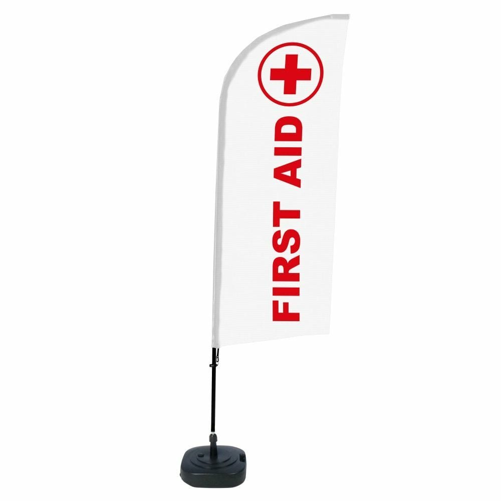 Beachflag Alu WindForm Komplett-Set Motiv „Erste Hilfe“ Englisch