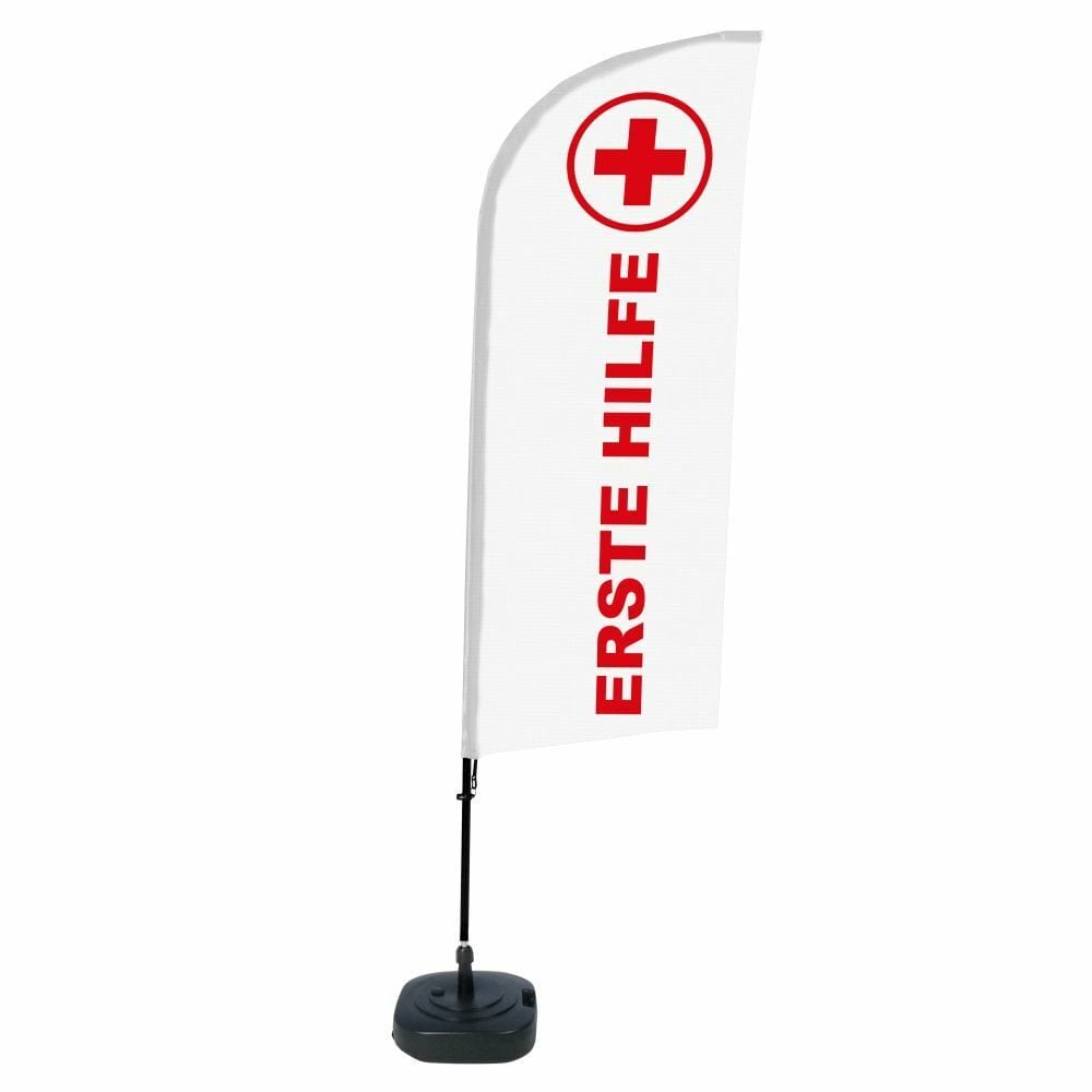 Beachflag Alu WindForm Komplett-Set Motiv „Erste Hilfe“ Deutsch