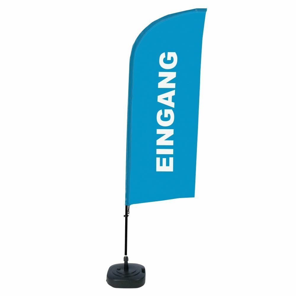 Beachflag Alu WindForm Komplett-Set Motiv „Eingang“ Blau Deutsch