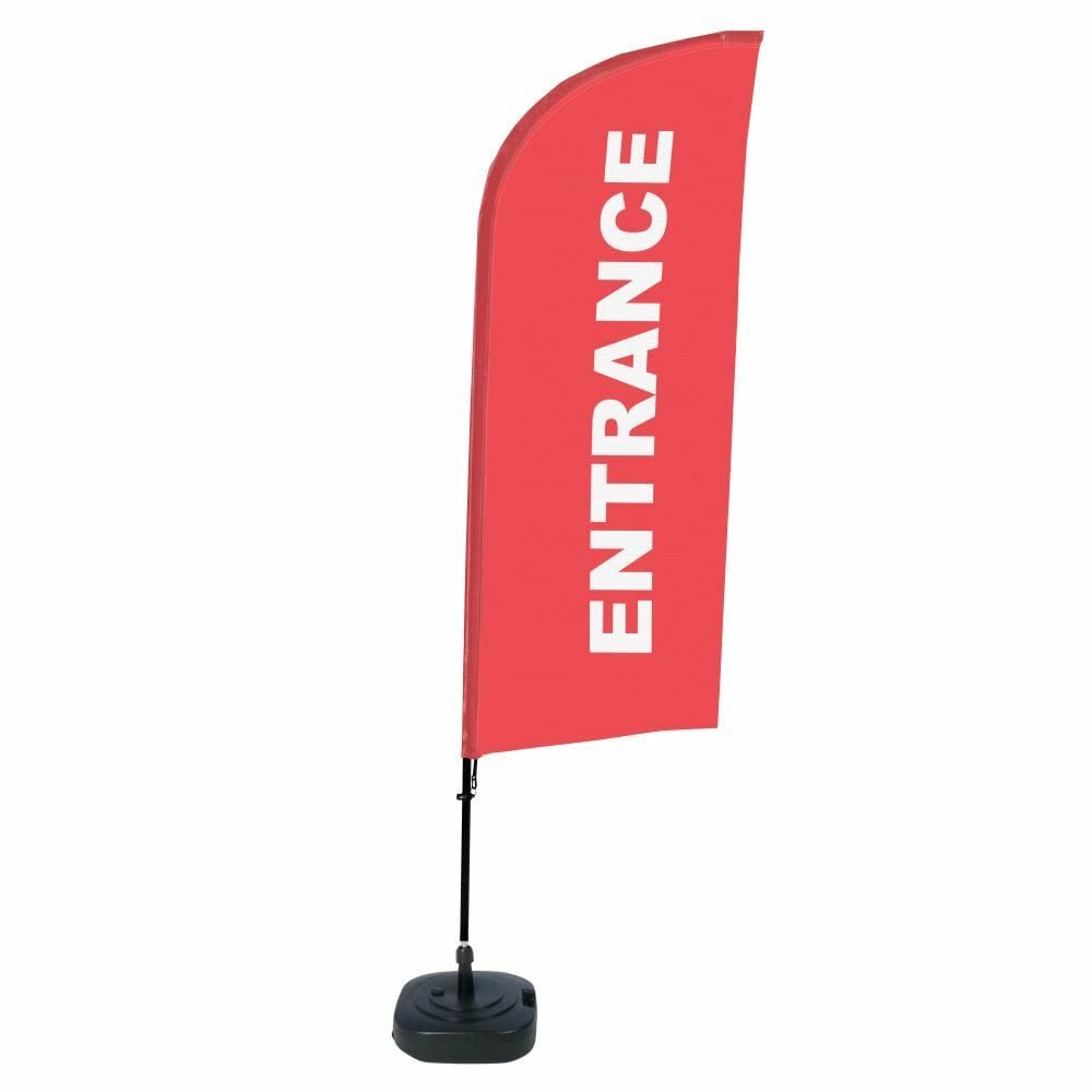 Beachflag Alu WindForm Komplett-Set Motiv „Eingang“ Rot Englisch