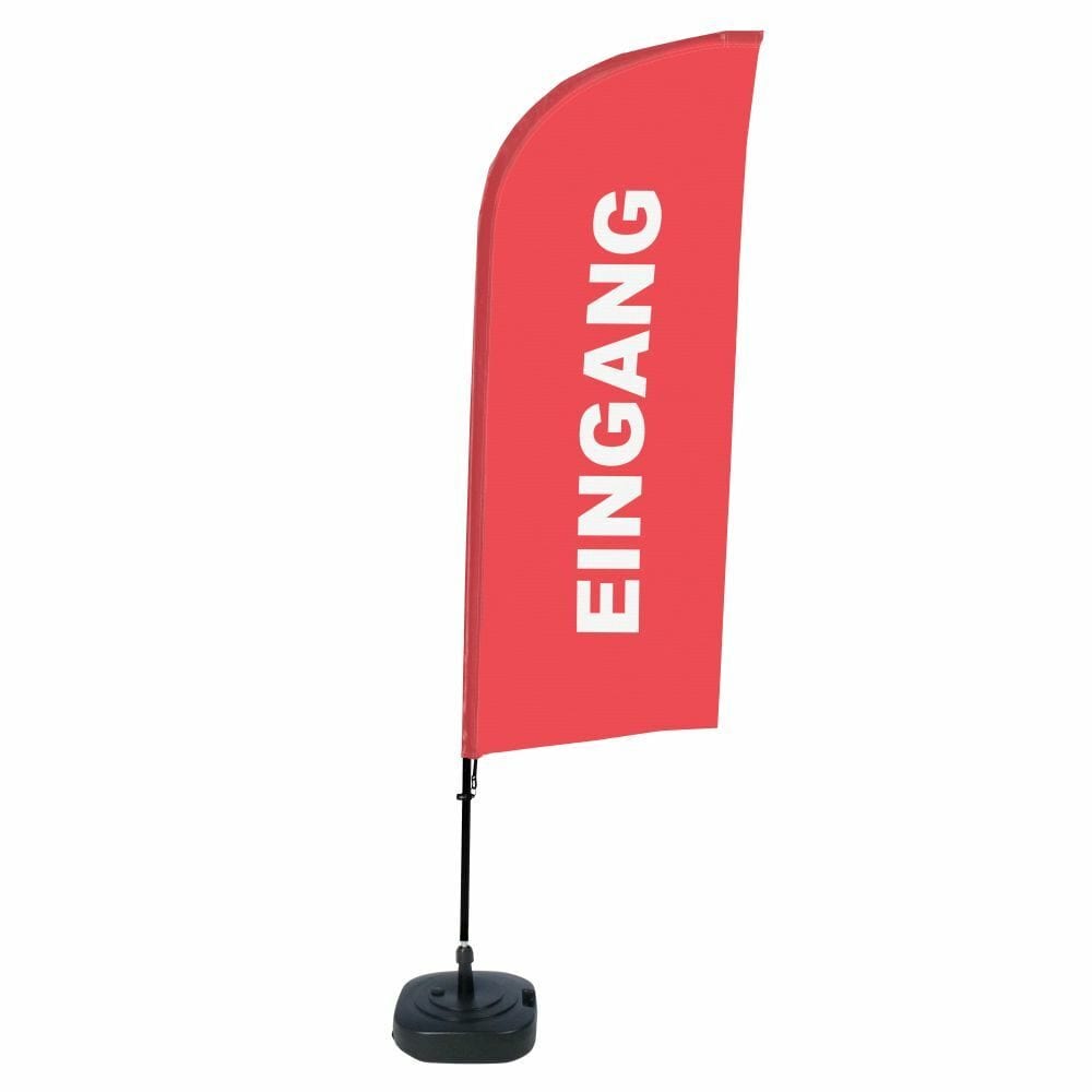 Beachflag Alu WindForm Komplett-Set Motiv „Eingang“ Rot Deutsch ECO