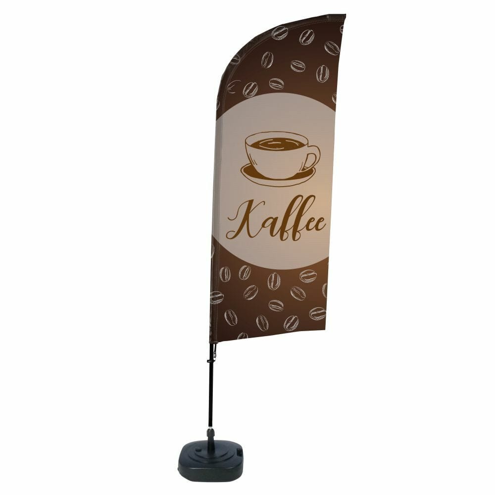 Beachflag Alu WindForm Komplett-Set Motiv „Kaffee“ Deutsch