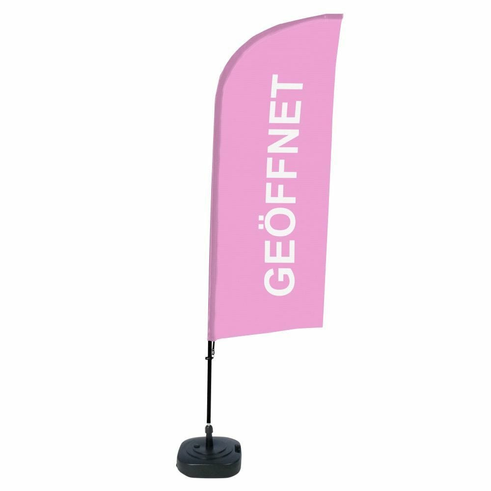 Beachflag Alu WindForm Komplett-Set Motiv „Geöffnet“ Pink Deutsch