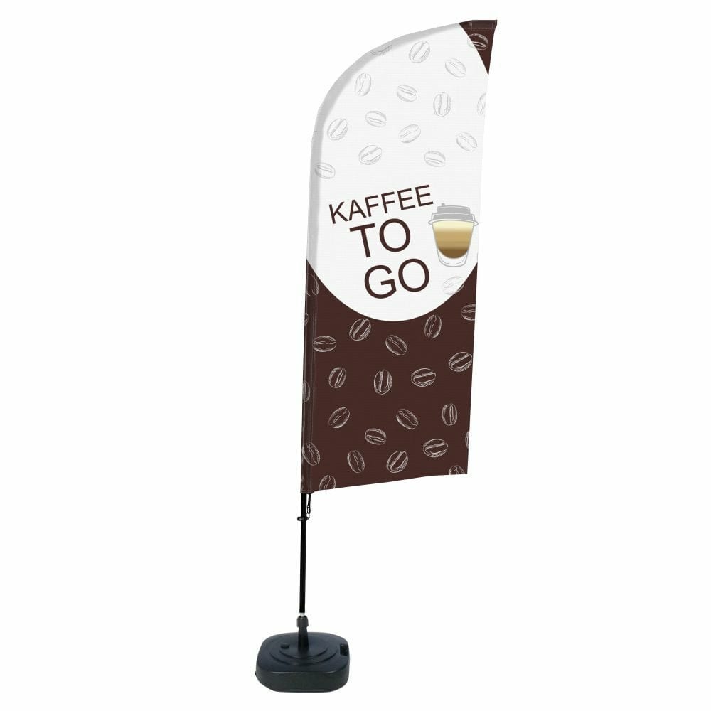 Beachflag Alu WindForm Komplett-Set Motiv „Kaffee To Go“ Deutsch