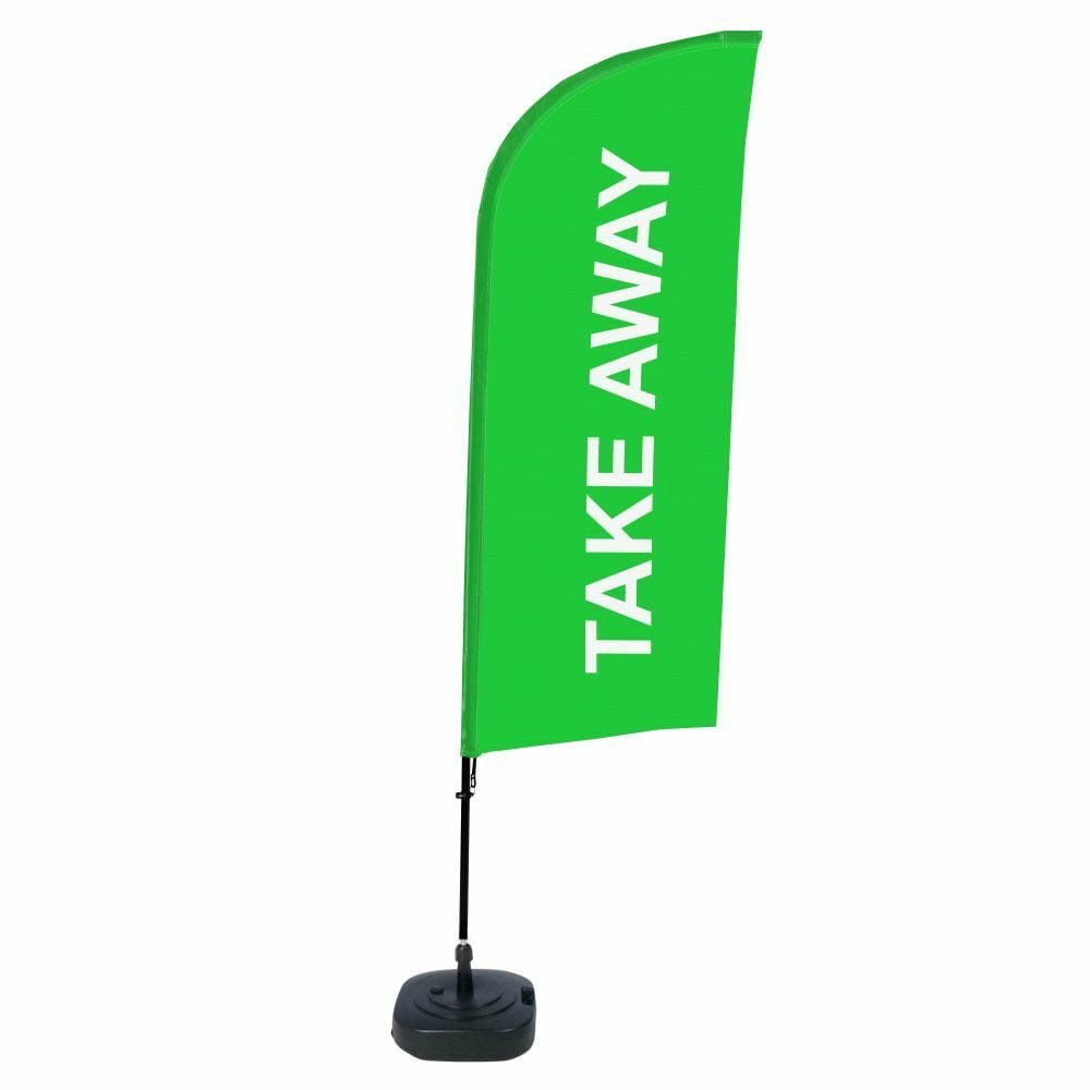 Beachflag Alu WindForm Komplett-Set Motiv „Take Away“ Grün ECO