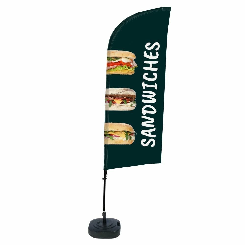 Beachflag Alu WindForm Komplett-Set Motiv „Sandwiches“ Englisch