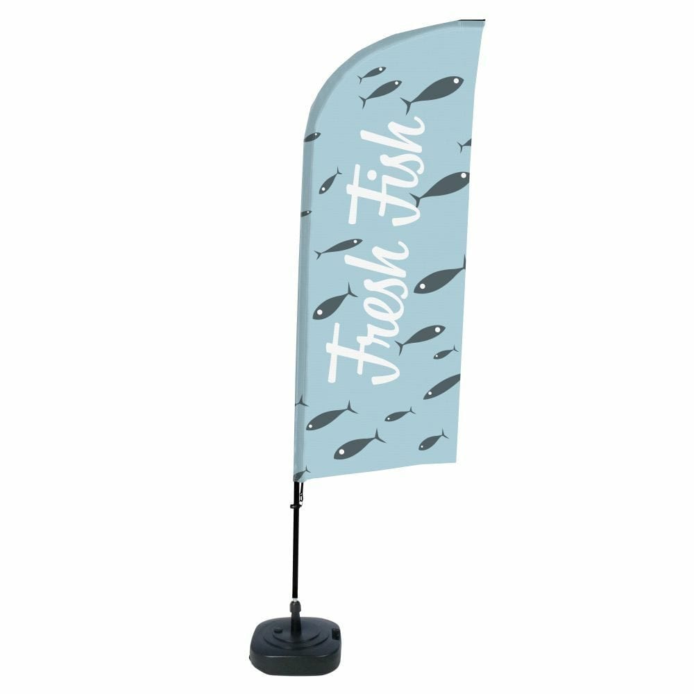 Beachflag Alu WindForm Komplett-Set Motiv „Frischer Fisch“ Englisch