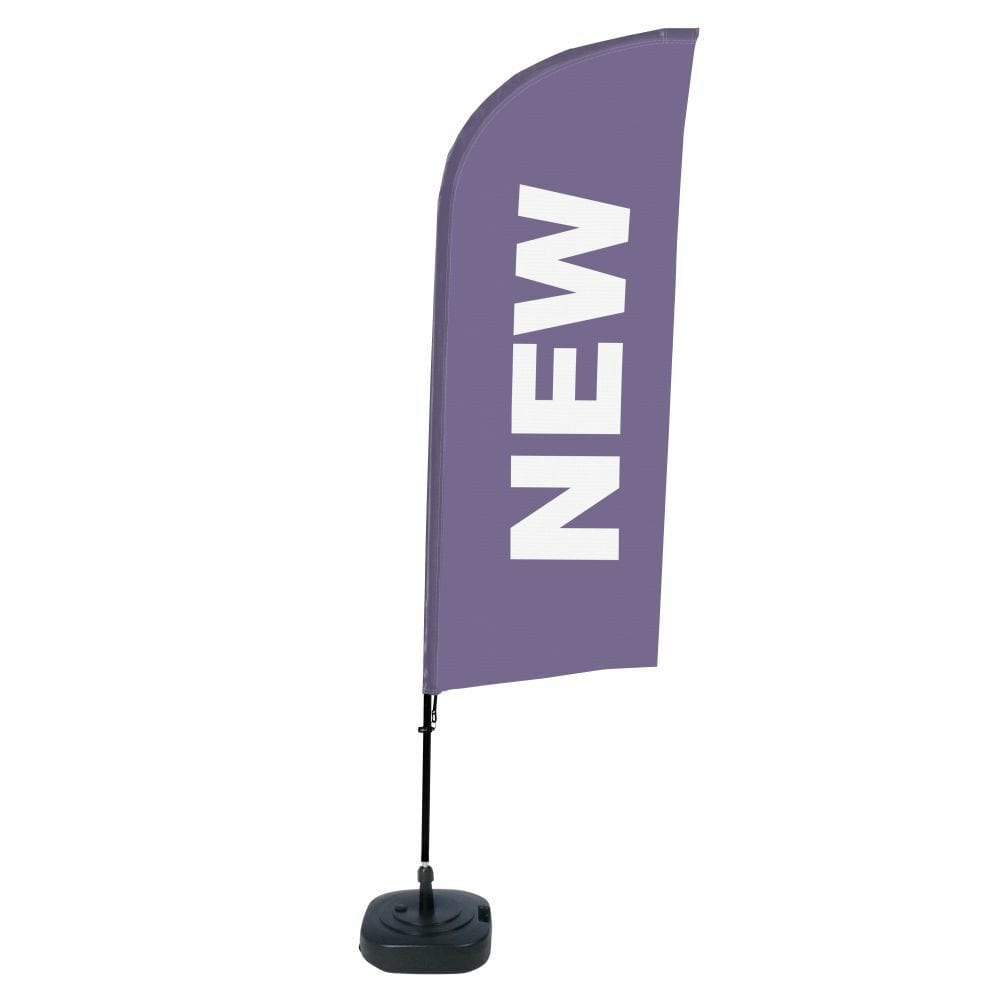 Beachflag Alu WindForm Komplett-Set Motiv „Neu“ Lila Englisch ECO