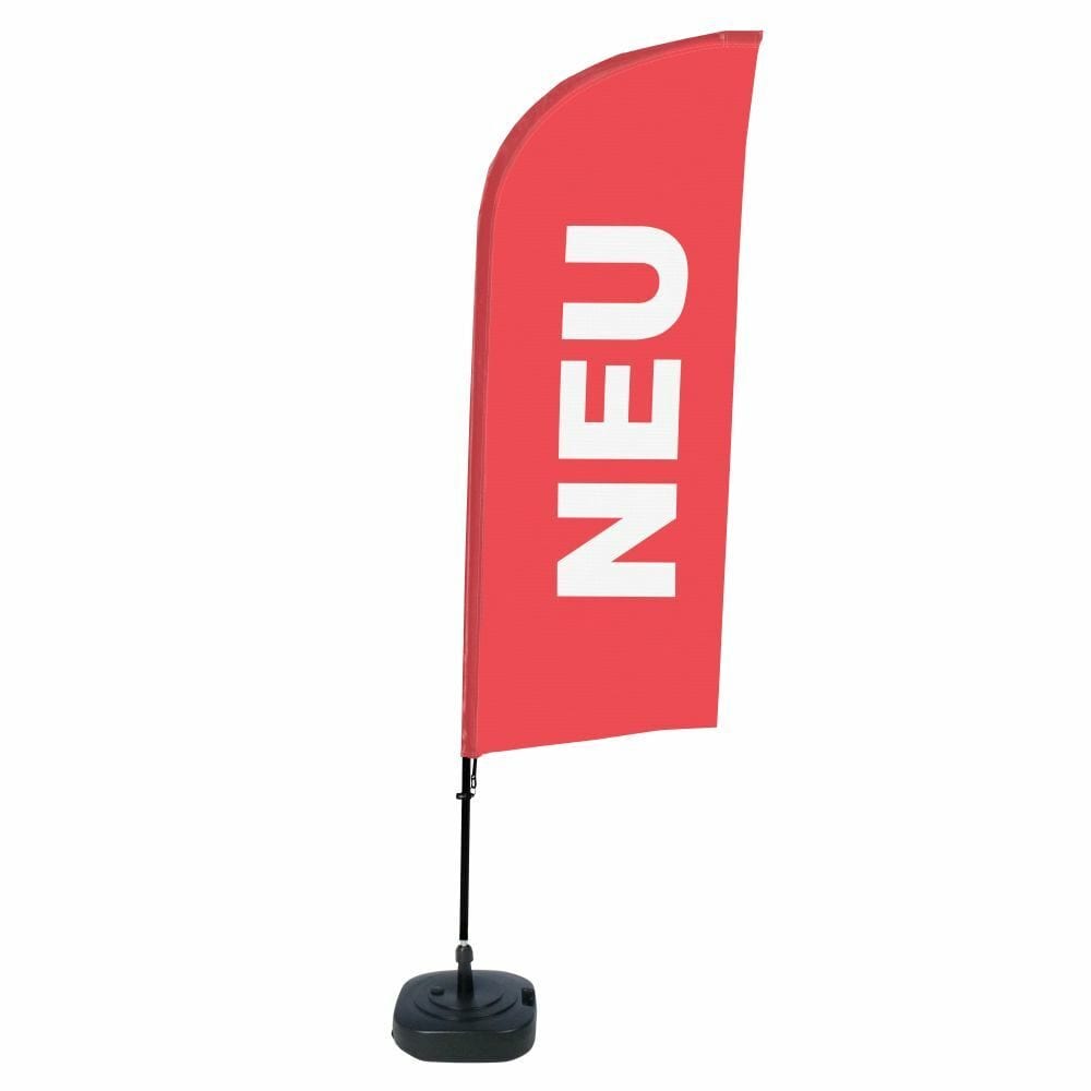 Beachflag Alu WindForm Komplett-Set Motiv „Neu“ Rot Deutsch