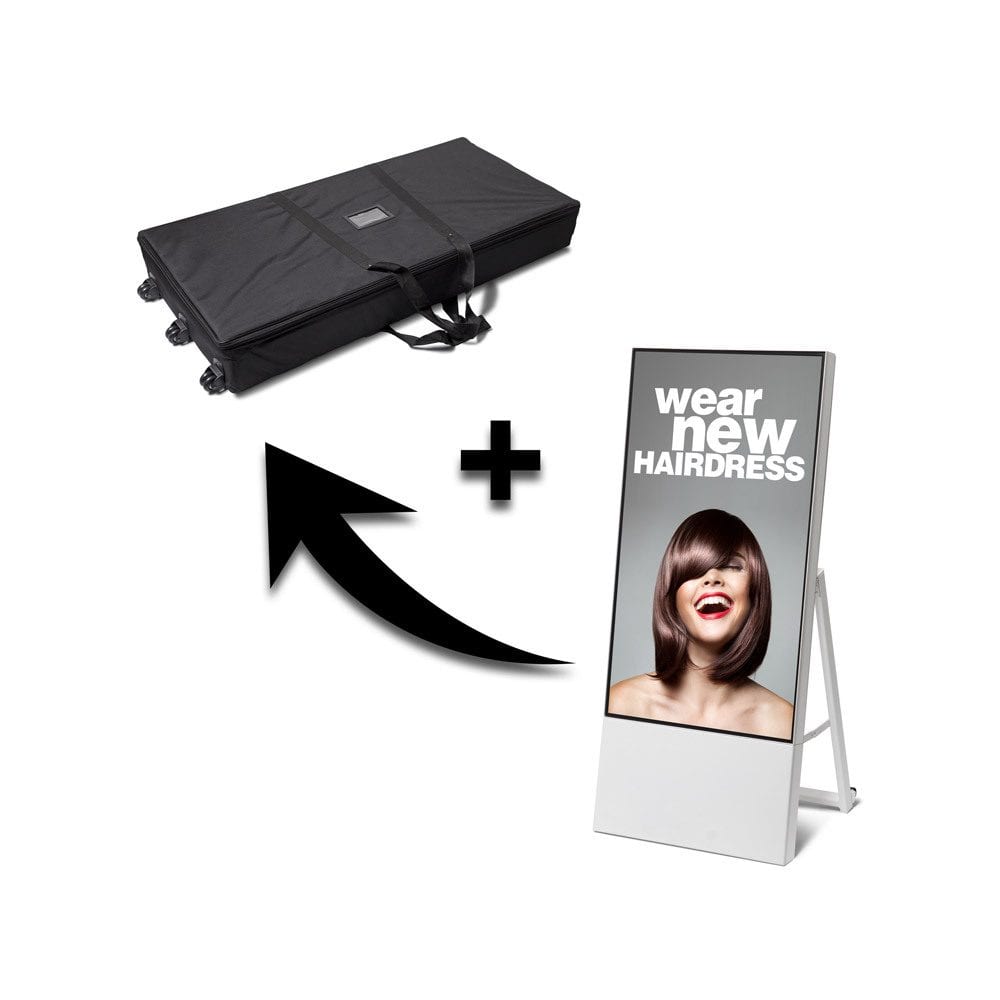 Digitaler Kundenstopper Smart Line 43" mit Samsung-Bildschirm Weiß & Trolleykoffer