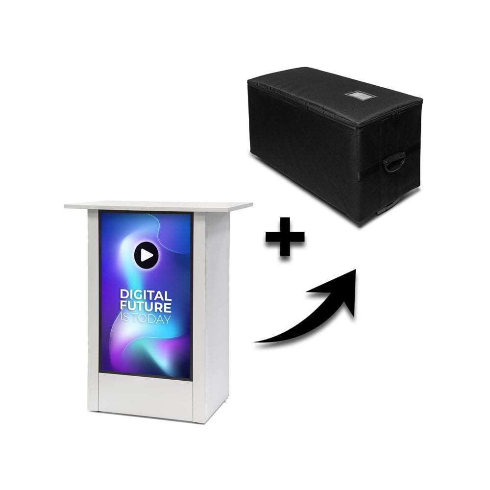 Digital Counter Futuro Vertikal Weiß mit 32" Samsung-Bildschirm Trolleykoffer
