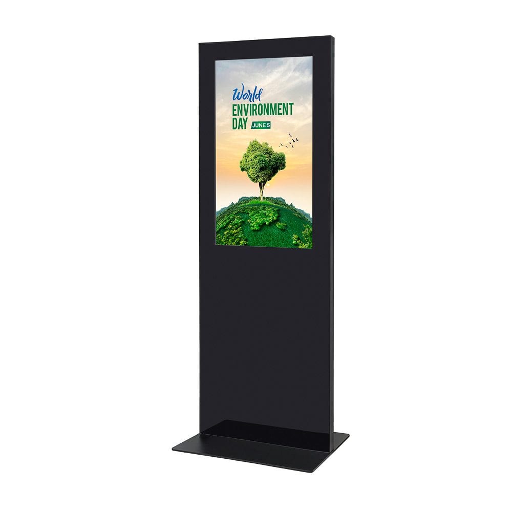 Digitale Infostele Slim Schwarz mit 43" Samsung-Bildschirm und Touch-Folie