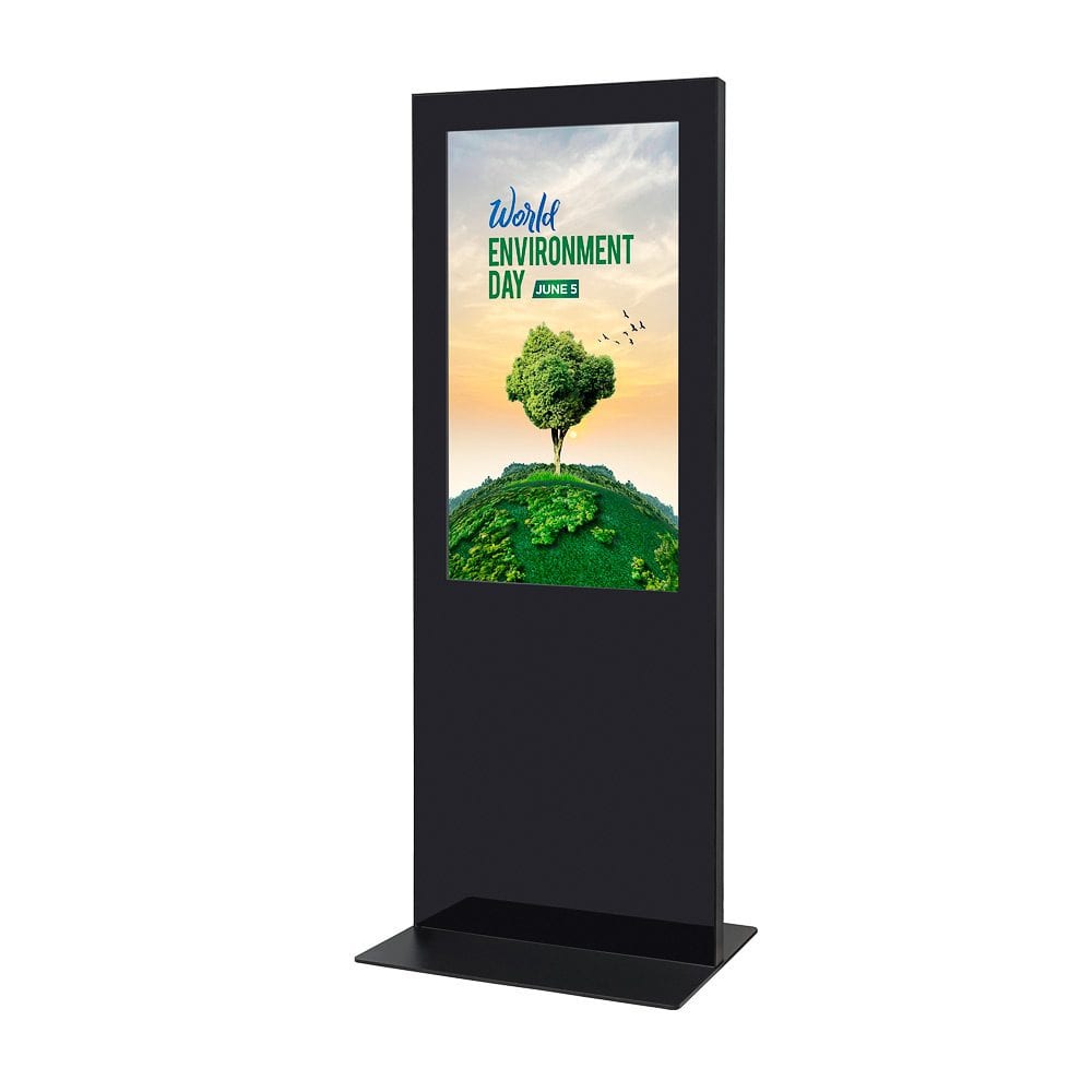 Digitale Infostele Slim Schwarz mit 50" Samsung-Bildschirm und Touch-Folie