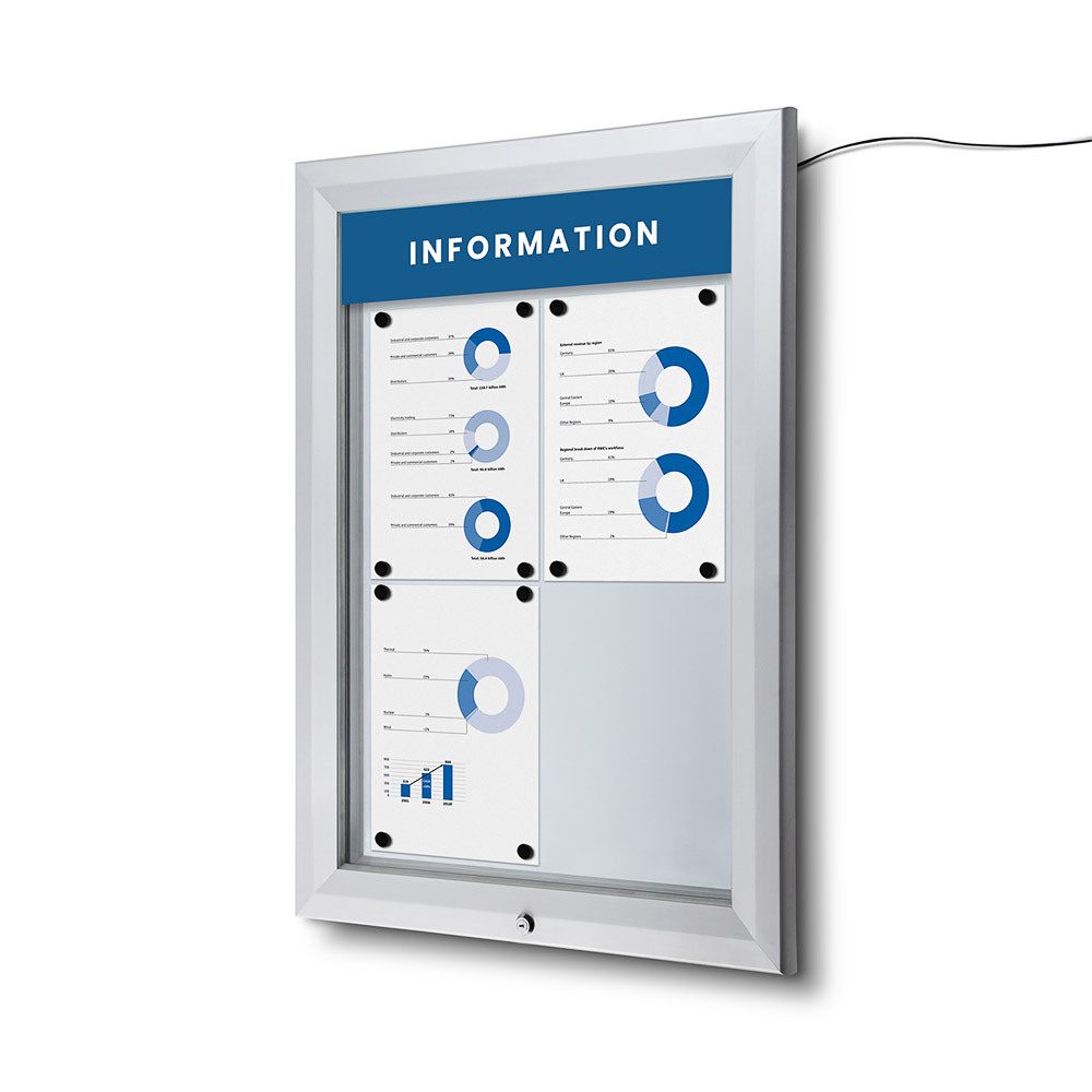 Topschild Abschließbarer Schaukasten Outdoor LED 49 x 10 cm