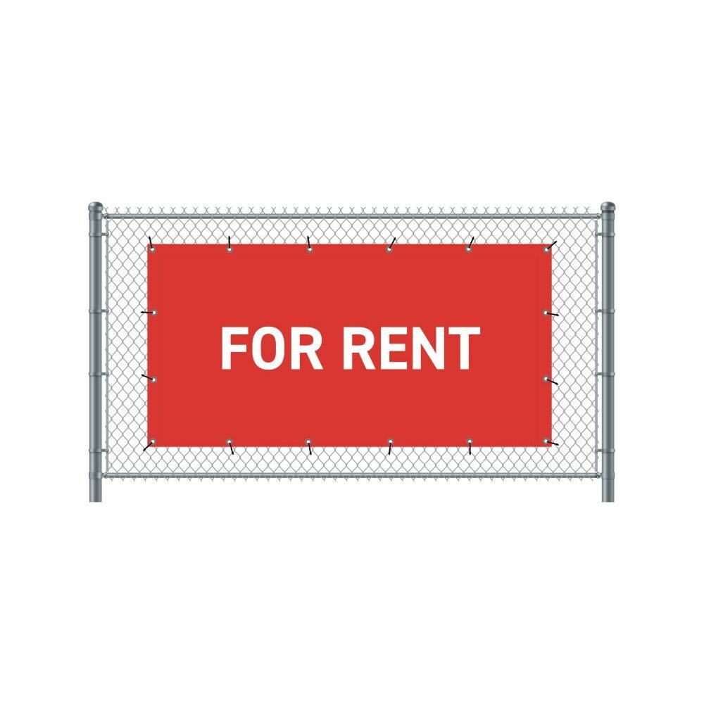Zaun-Banner 200 x 100 cm Motiv „Zu Vermieten“ Englisch Rot