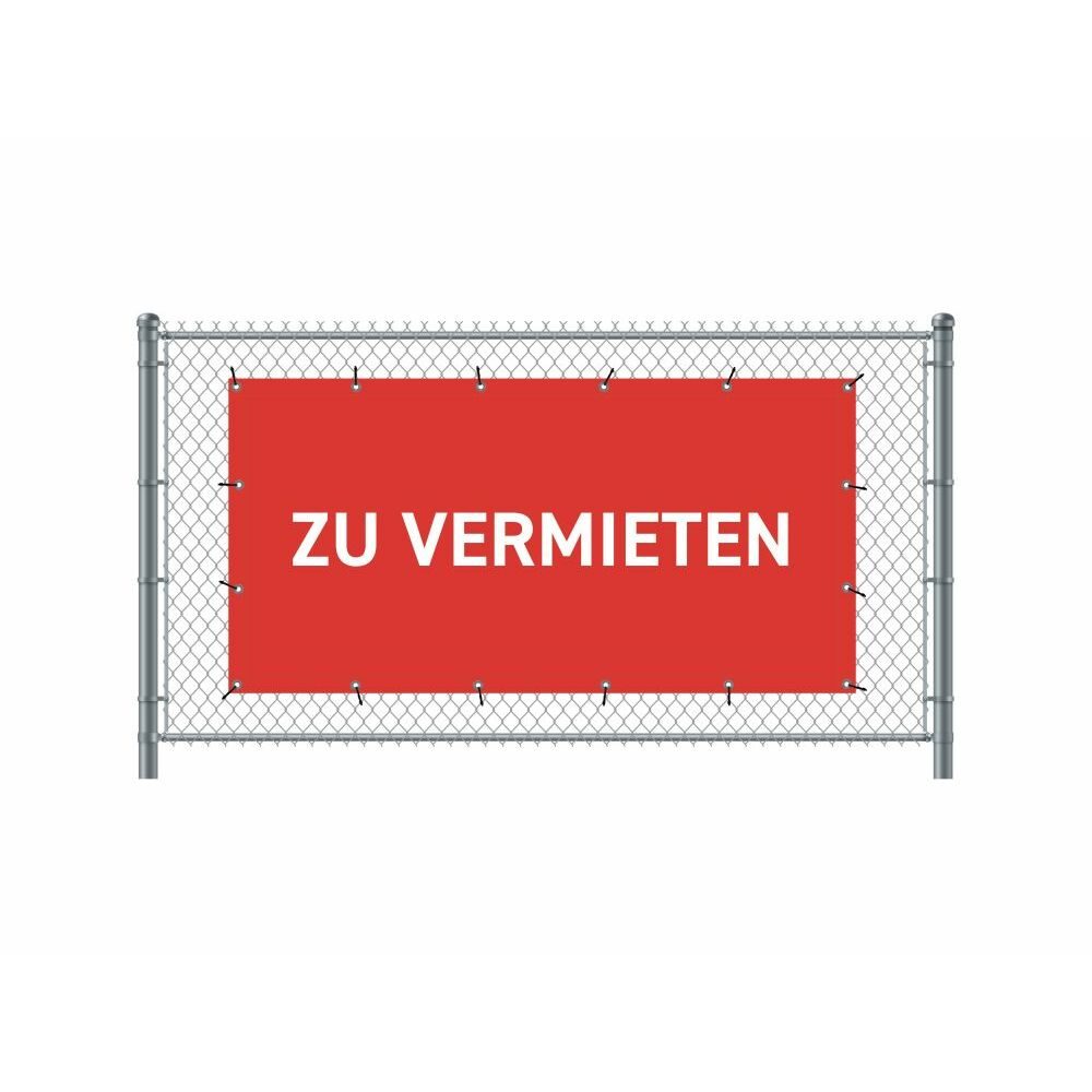 Zaun-Banner 200 x 100 cm Motiv „Zu Vermieten“ Deutsch Rot