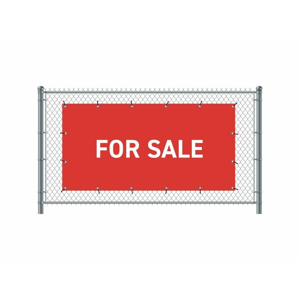 Zaun-Banner 200 x 100 cm Motiv „Zu Verkaufen“ Englisch Rot