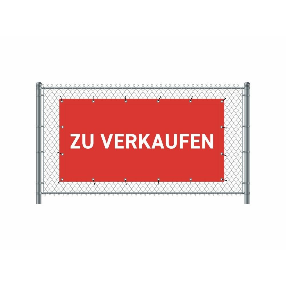Zaun-Banner 200 x 100 cm Motiv „Zu Verkaufen“ Deutsch Rot