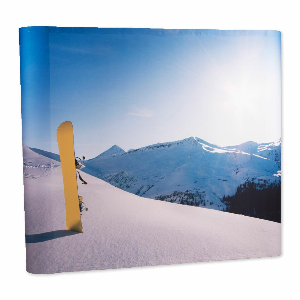 Pop-Up Textil Premium 3 x 3 Straight rund Seiten-Druck