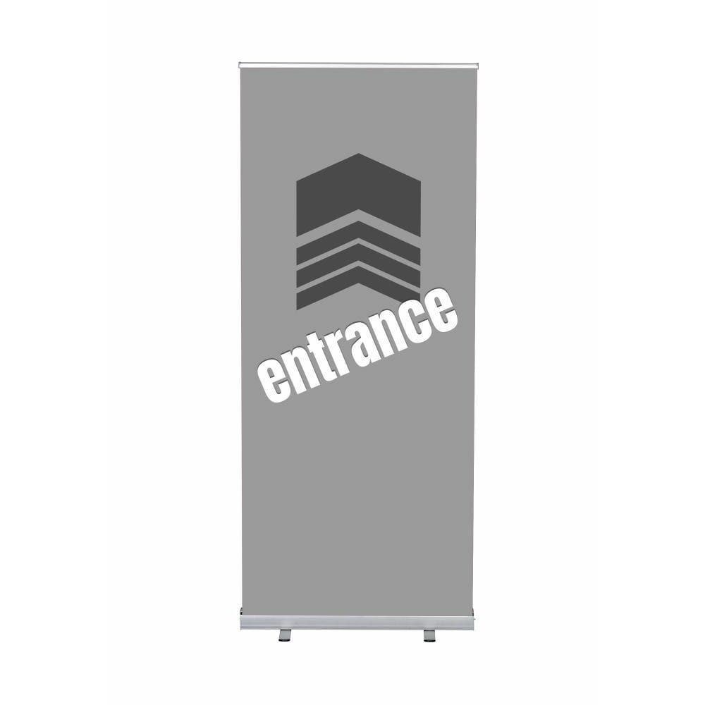 Roll-Banner Budget 85 Komplettset Motiv „Eingang“ Grau Englisch