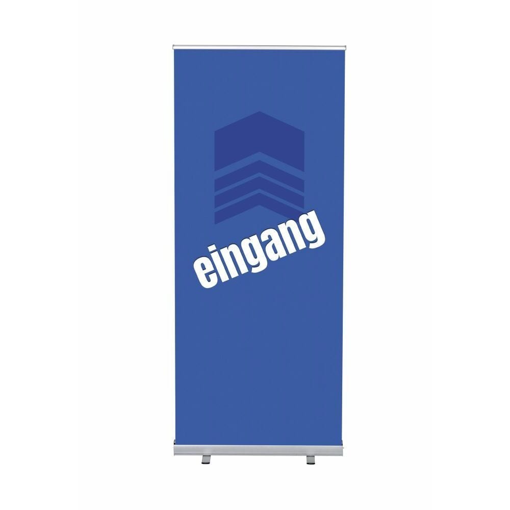 Roll-Banner Budget 85 Komplettset Motiv „Eingang“ Blau Deutsch