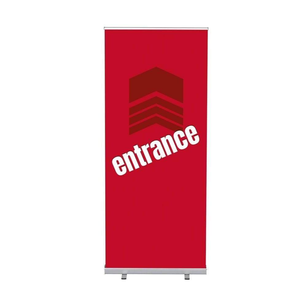 Roll-Banner Budget 85 Komplettset Motiv „Eingang“ Rot Englisch
