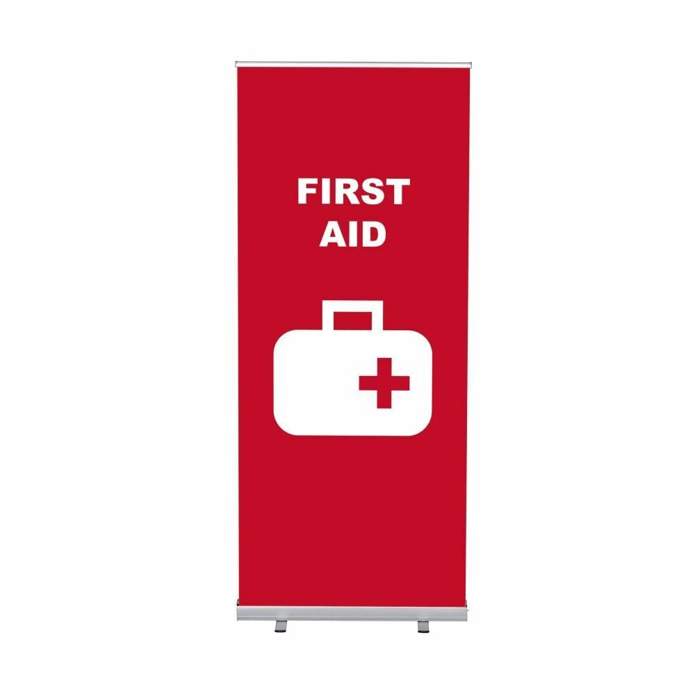 Roll-Banner Budget 85 Komplettset Motiv „Erste Hilfe“ Englisch