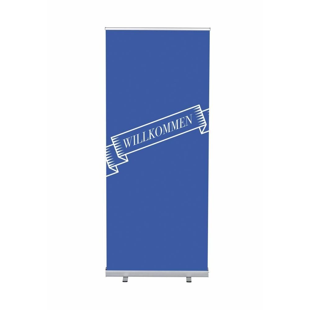 Roll-Banner Budget 85 Komplettset Motiv „Willkommen“ Blau Deutsch