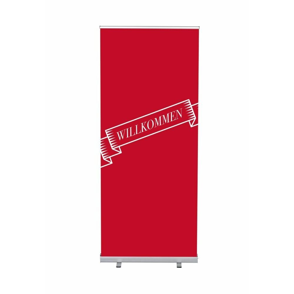 Roll-Banner Budget 85 Komplettset Motiv „Willkommen“ Rot Deutsch