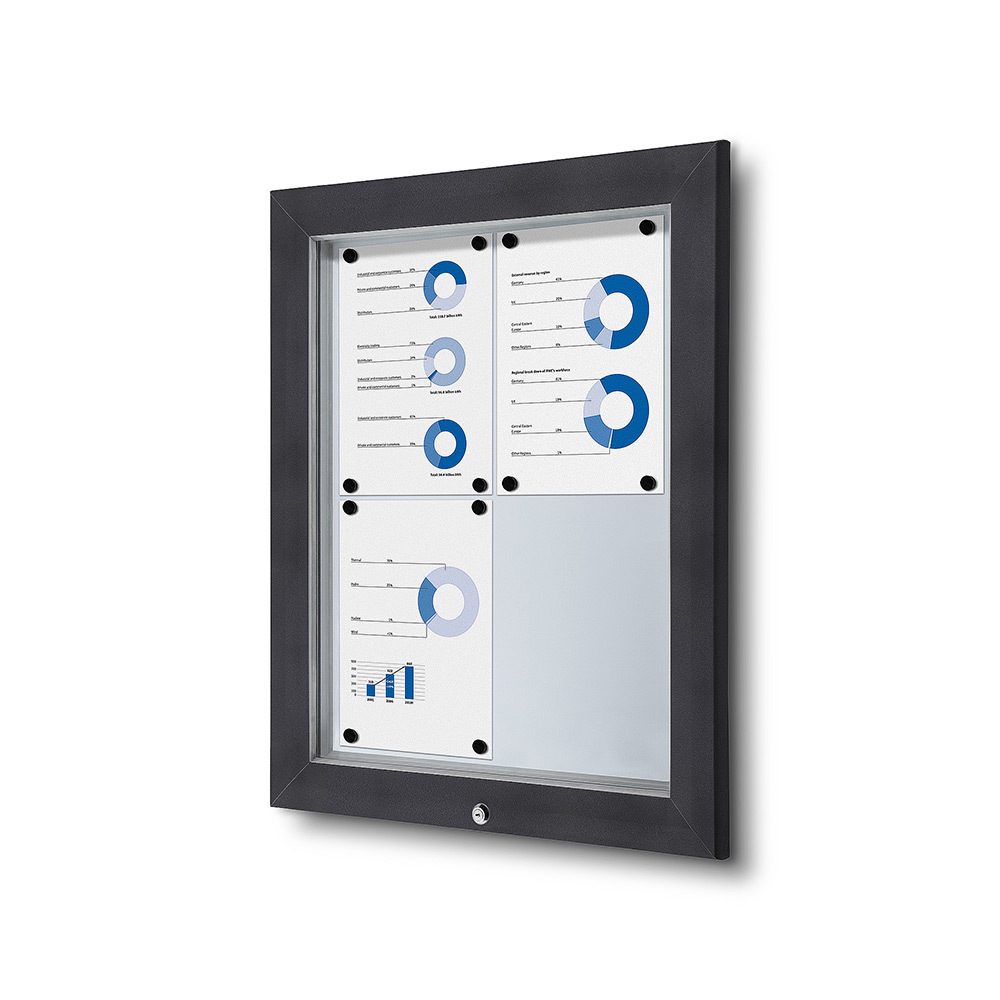 Schaukasten Außen Premium 4xA4 RAL 7016