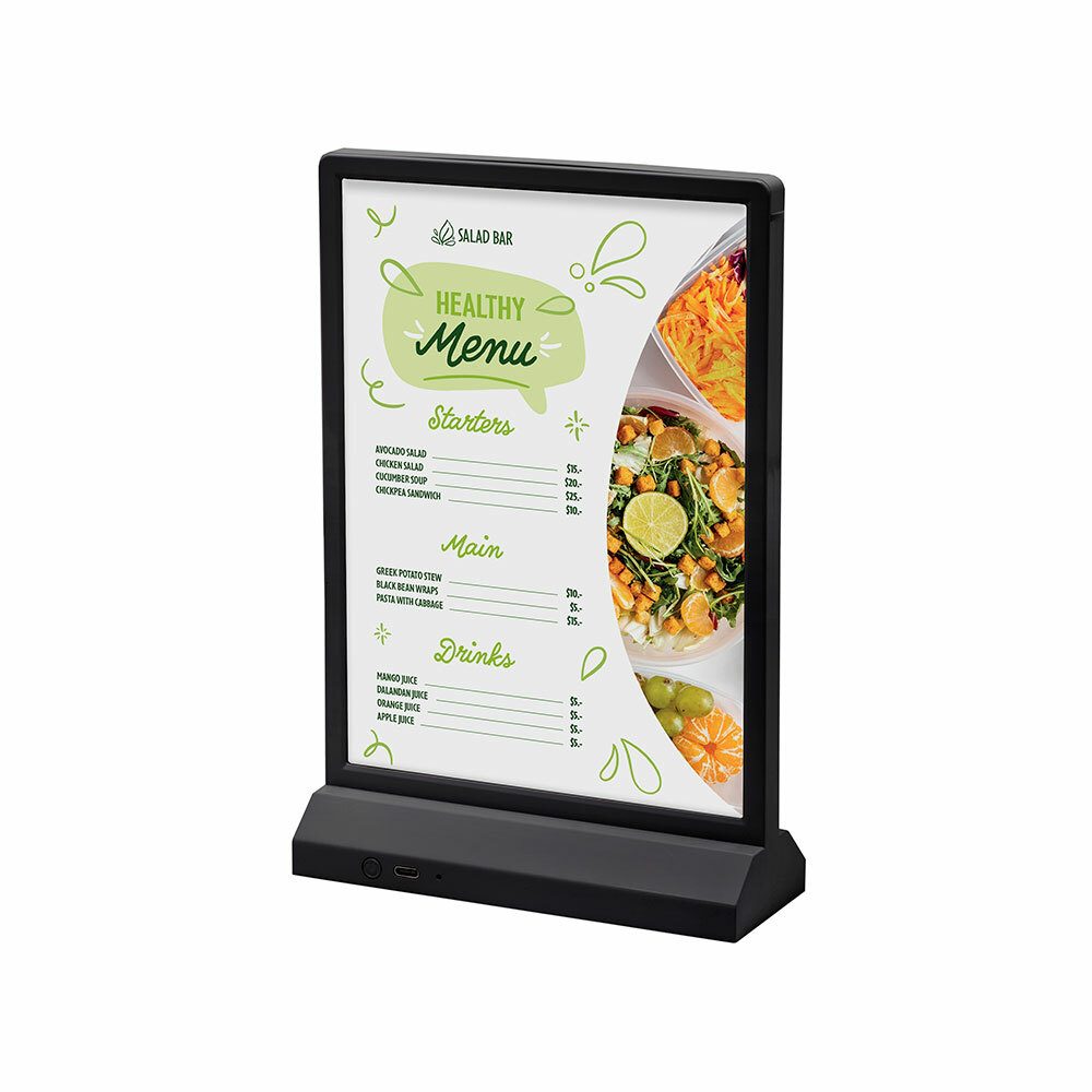 LED T Aufsteller - A5 Hochformat Schwarz