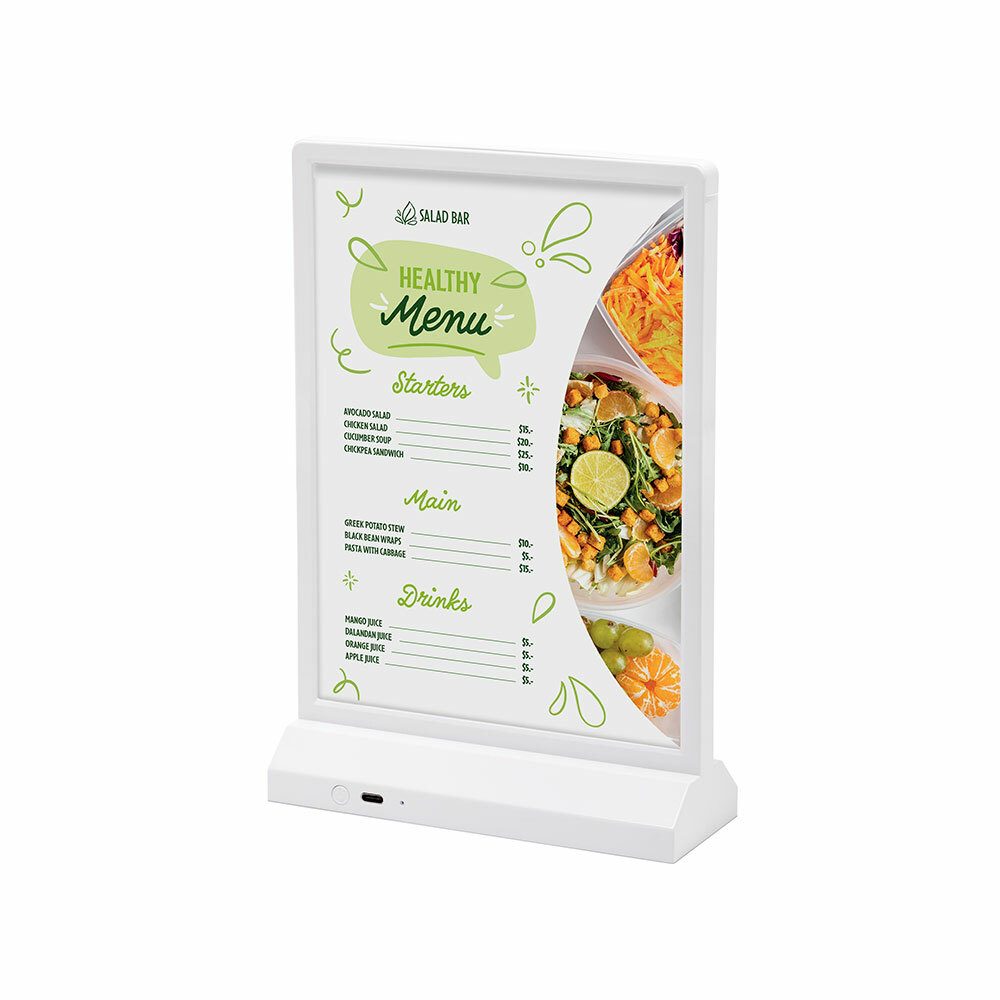 LED T Aufsteller - A5 Hochformat Weiß