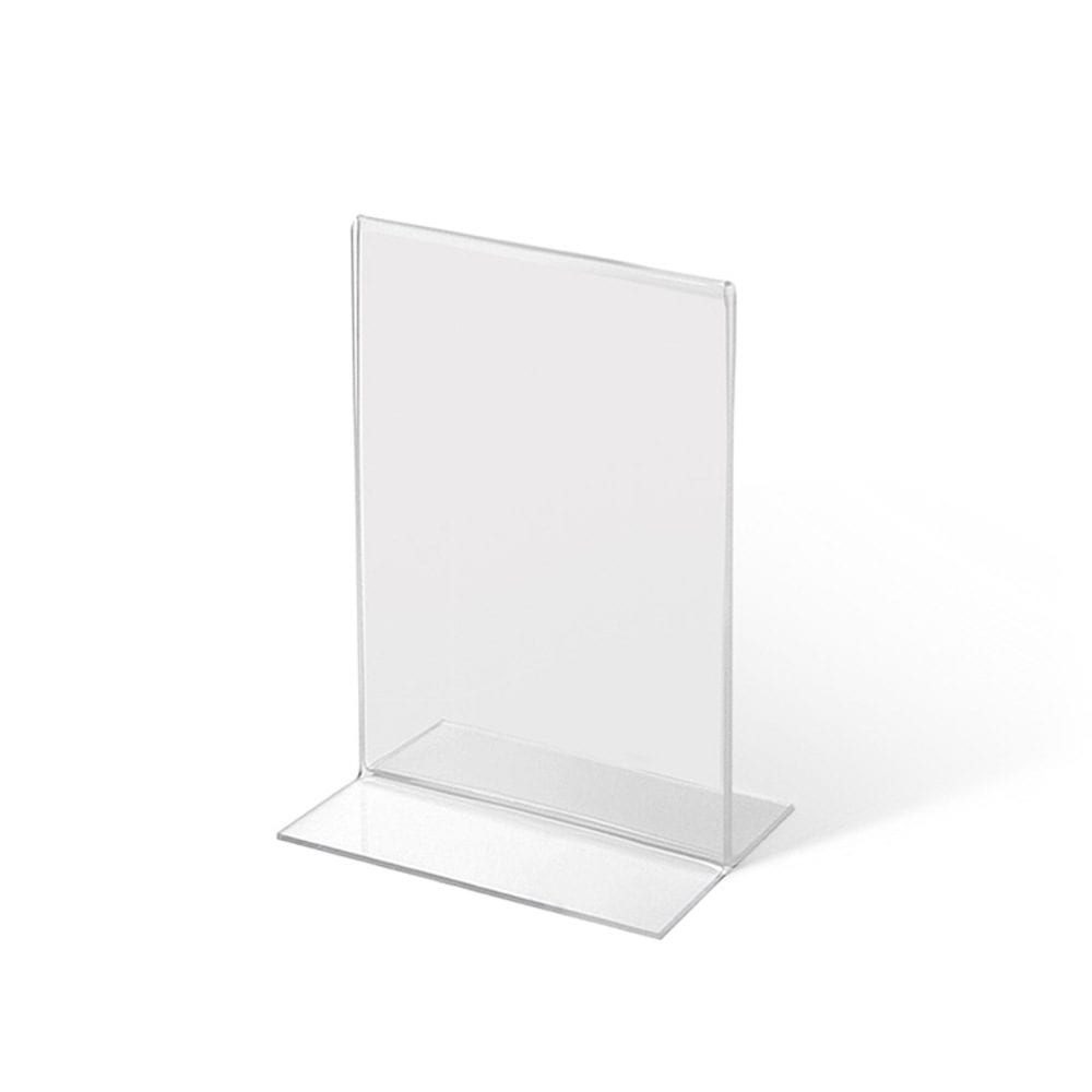 Acrylaufsteller in T-Form DIN A7 hoch