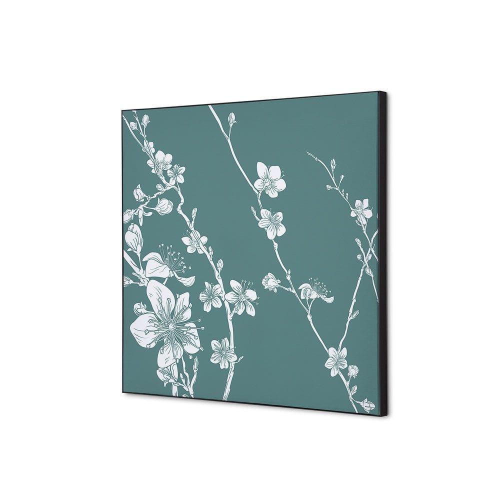 Spannstoff Wanddekoration SET 40 x 40 Motiv „Japanische Kirschblüte“ Grün