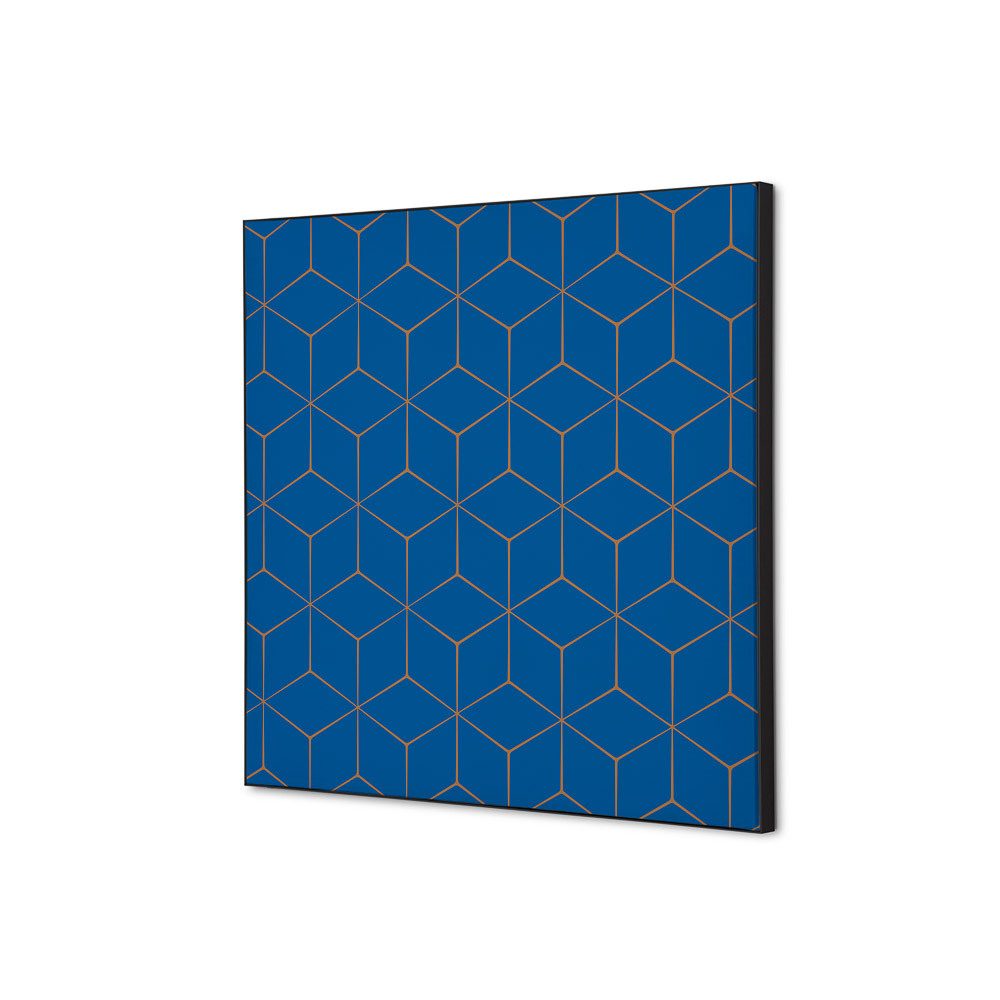 Spannstoff Wanddekoration SET 40 x 40 Motiv „Hexagon Blau-Braun“