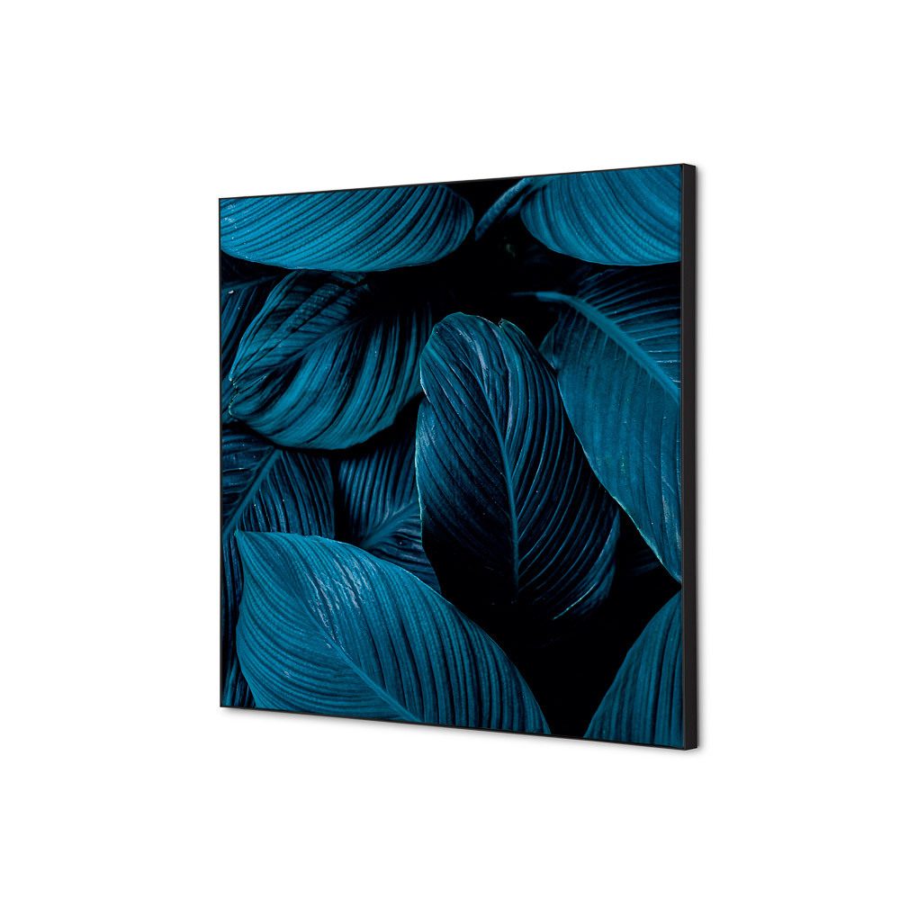 Spannstoff Wanddekoration SET 40 x 40 Motiv „Botanische Blätter“ Blau