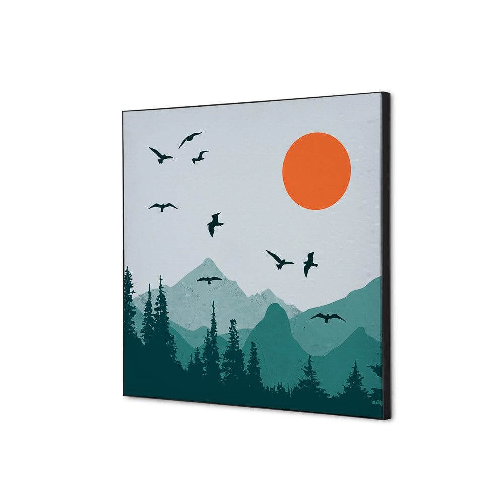 Spannstoff Wanddekoration SET 40 x 40 Motiv „Sonne und Vögel“