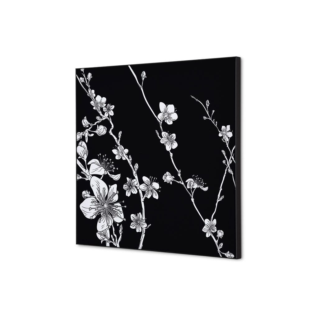 Spannstoff Wanddekoration SET 40 x 40 Motiv „Japanische Kirschblüte“ Schwarz