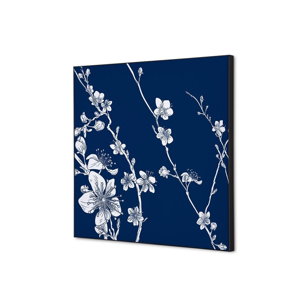 Spannstoff Wanddekoration SET 40 x 40 Motiv „Japanische Kirschblüte“ Blau