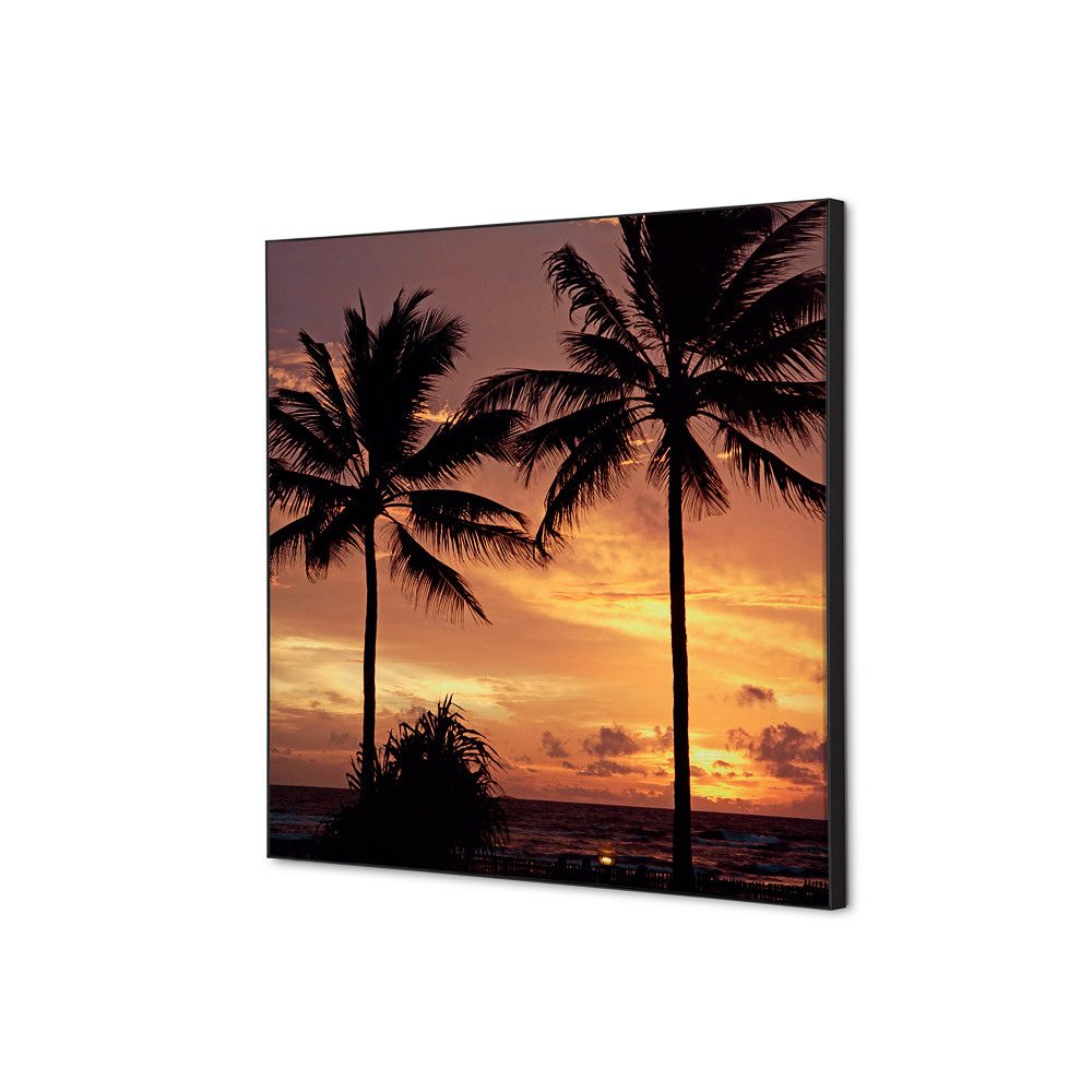 Spannstoff Wanddekoration SET 40 x 40 Motiv „Palmen Sonnenuntergang“